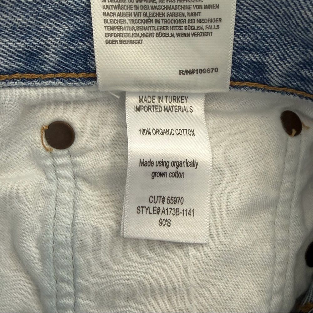 AGOLDE 90s Crop Jeans Echo Blue High Rise Denim Light Wash Destroyed - Picture 6 of 6